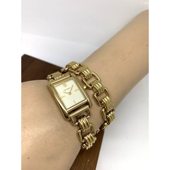 Tory Burch Women\'s Watch TBW1067 Quartz Cream Dial Gold Double Wrap Tank 19mm main image 4